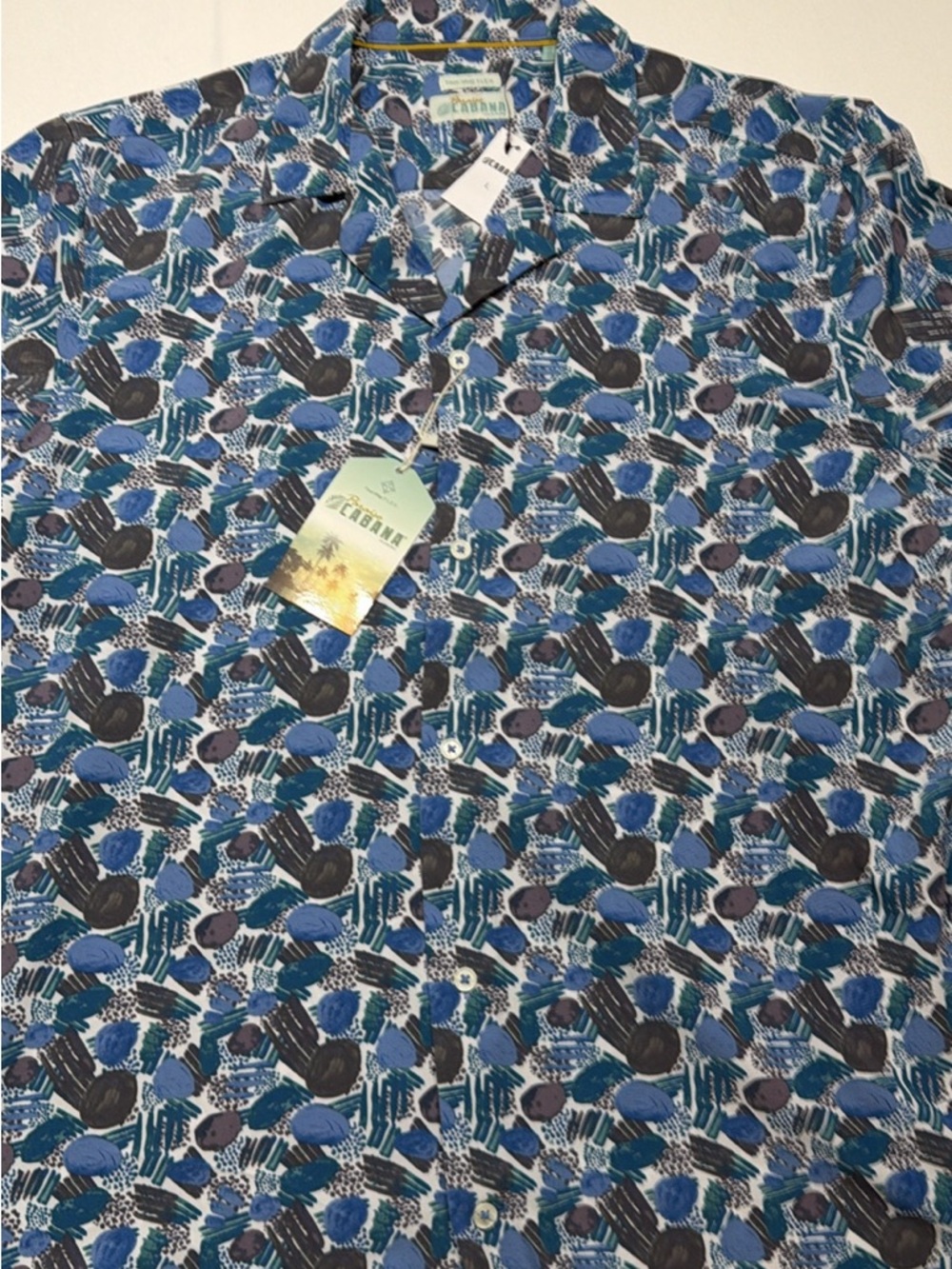 Cabana Life Men's Casual Button-Down Shirt in Blue, Black, White